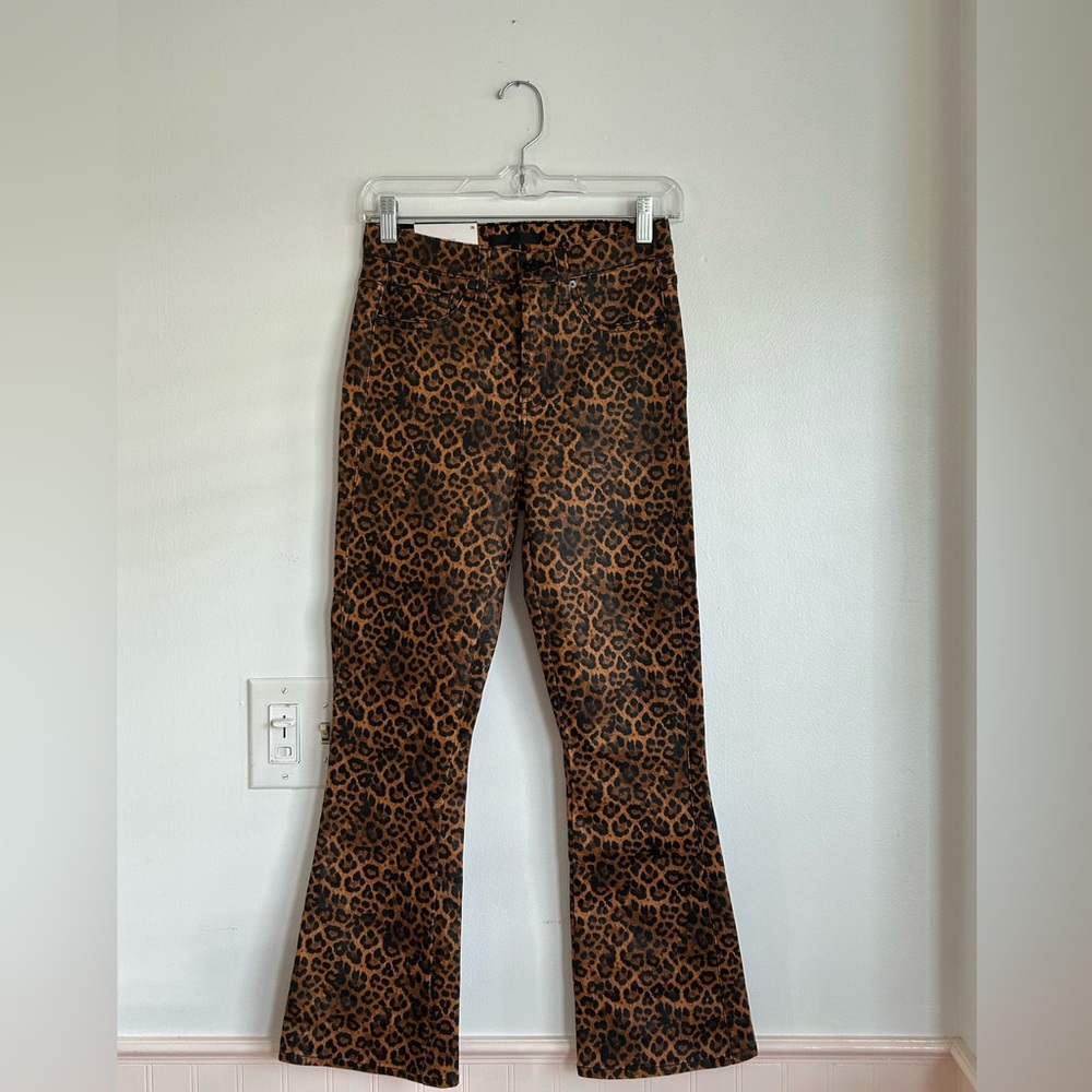 NWT 7 for all Mankind High Waist Slim Kick Animal Print Coated Jeans Boho - Picture 3 of 7